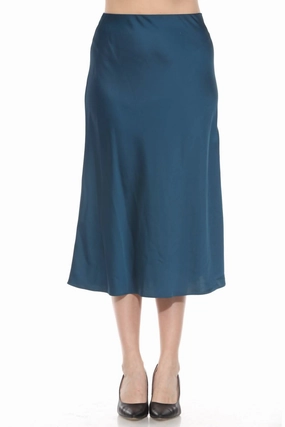 Satin A-Line Midi Skirt In Twilight Tagless label Petite Fit
