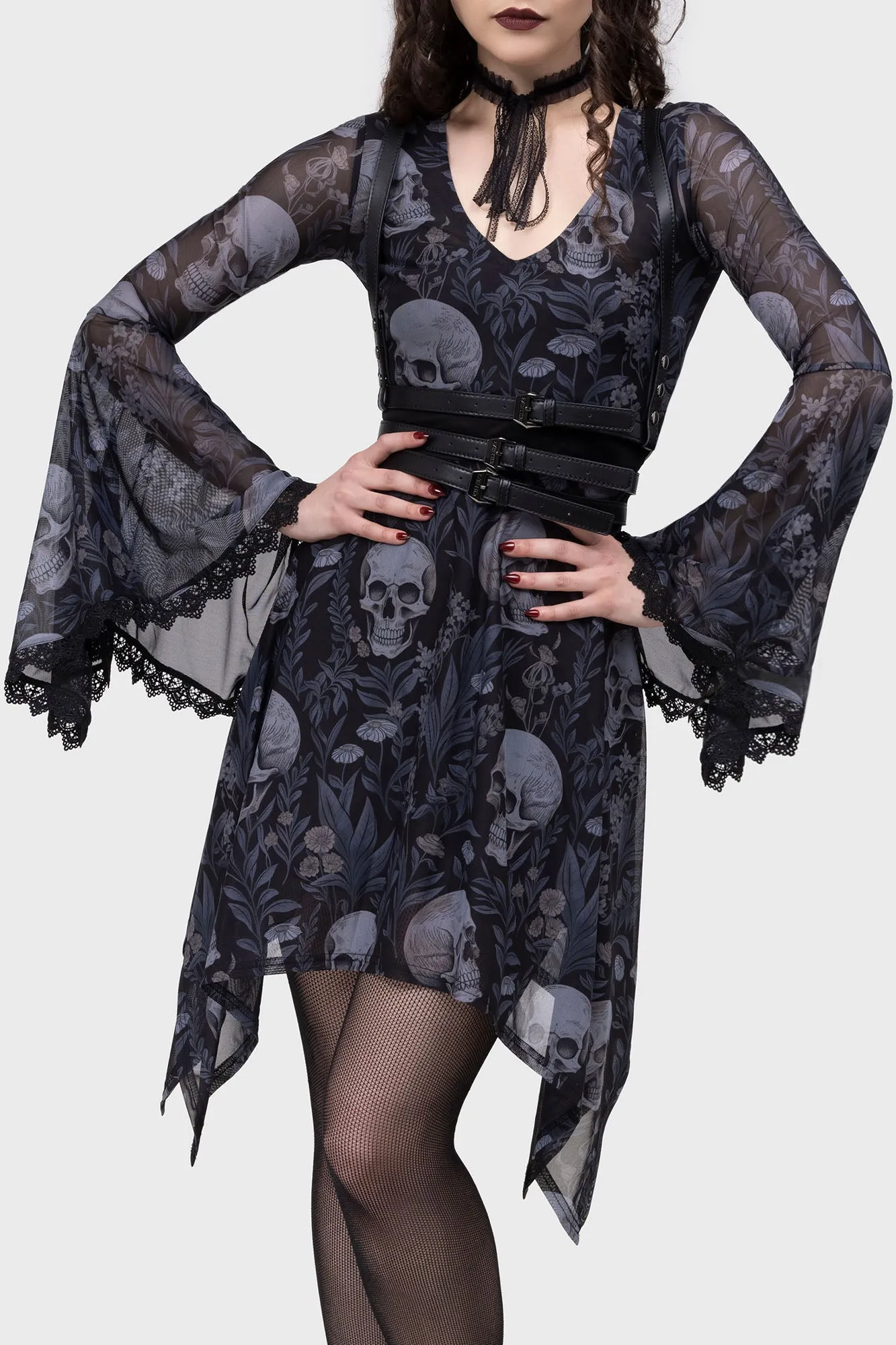 Stylish Layering Summer Ready Death's Head Skater Dress