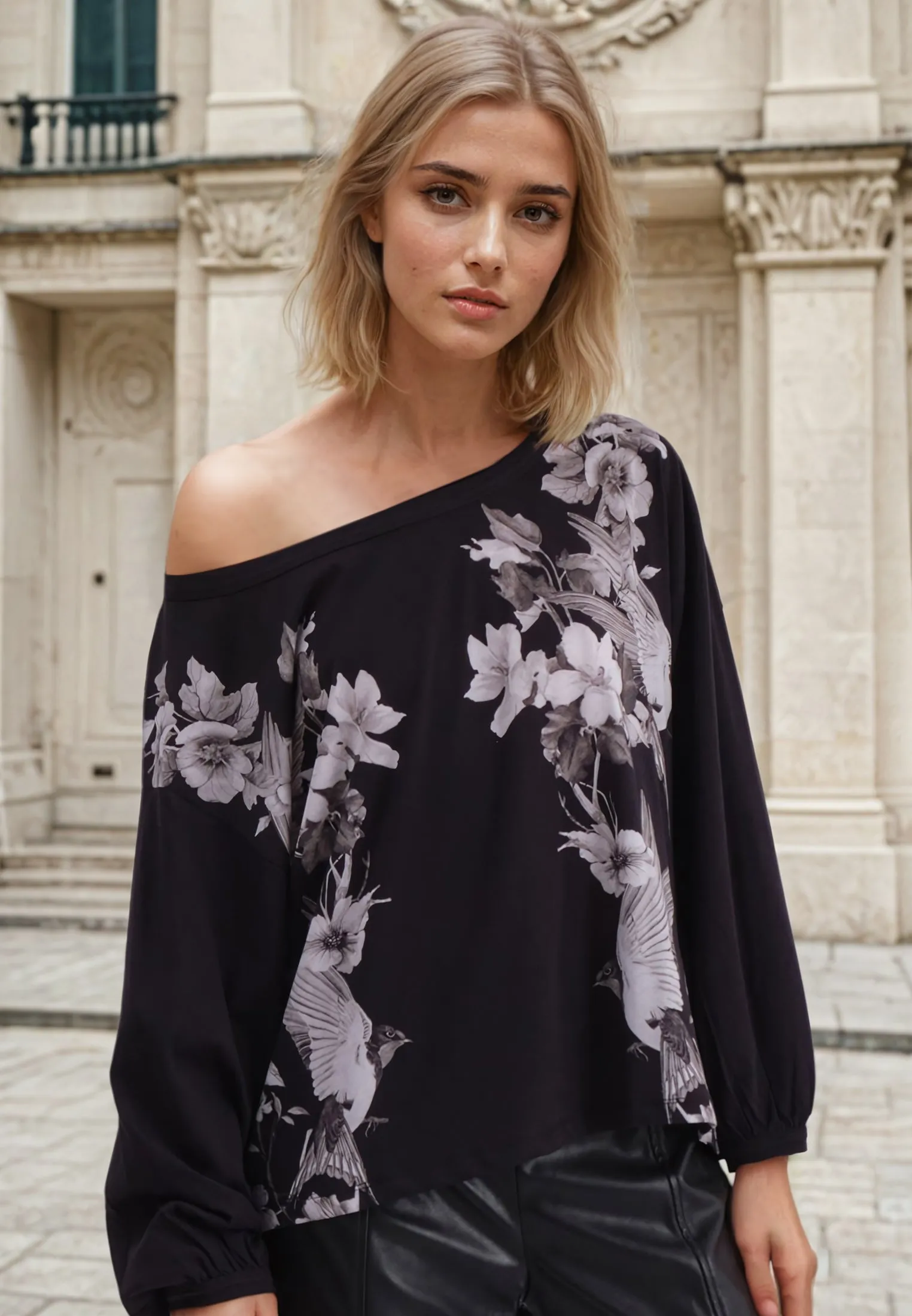Natural Fiber Blend Easy Fit Wear INVERSION TOP BLACK