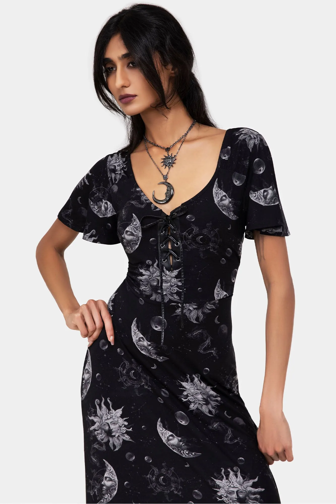 Umbral Dress Side-Pocket Midi-Length