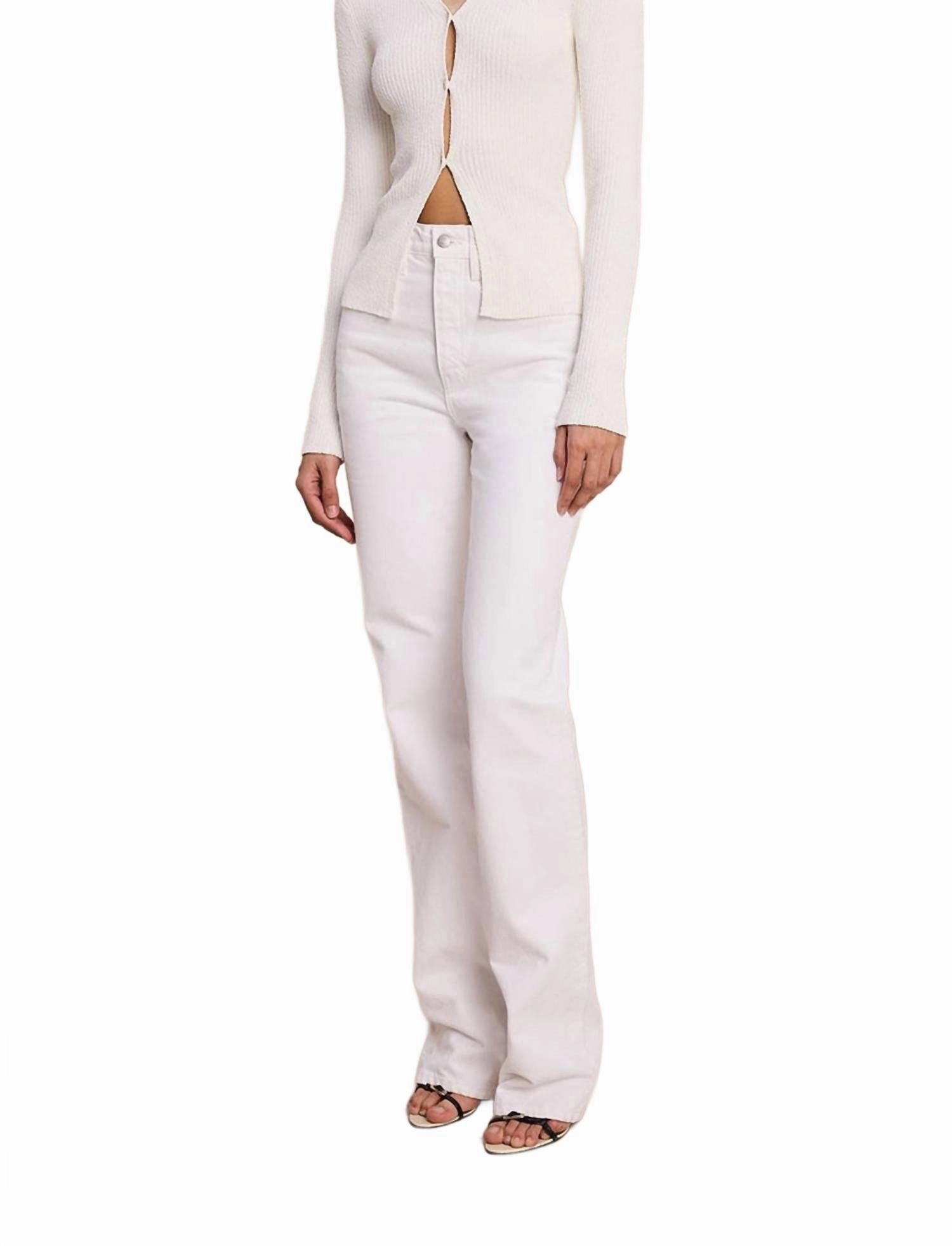 Miller Rib Knit Cardigan In White Layered Knit Style