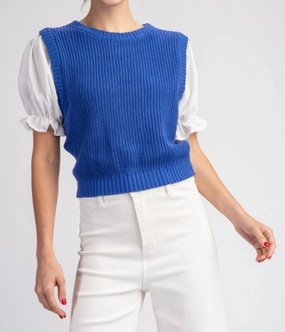 Winter Ready Wear Shanna Sweater Top In Royal Blue