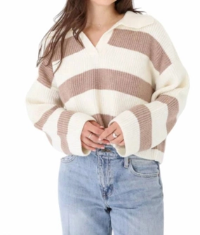 Conrad Sweater In Ivory / Taupe Eco Conscious Packaging Knitted Layer