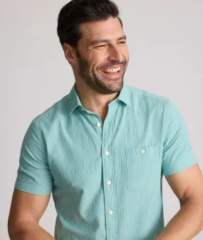 Performance Short-Sleeve Seersucker Shirt Nautical Look Loose style