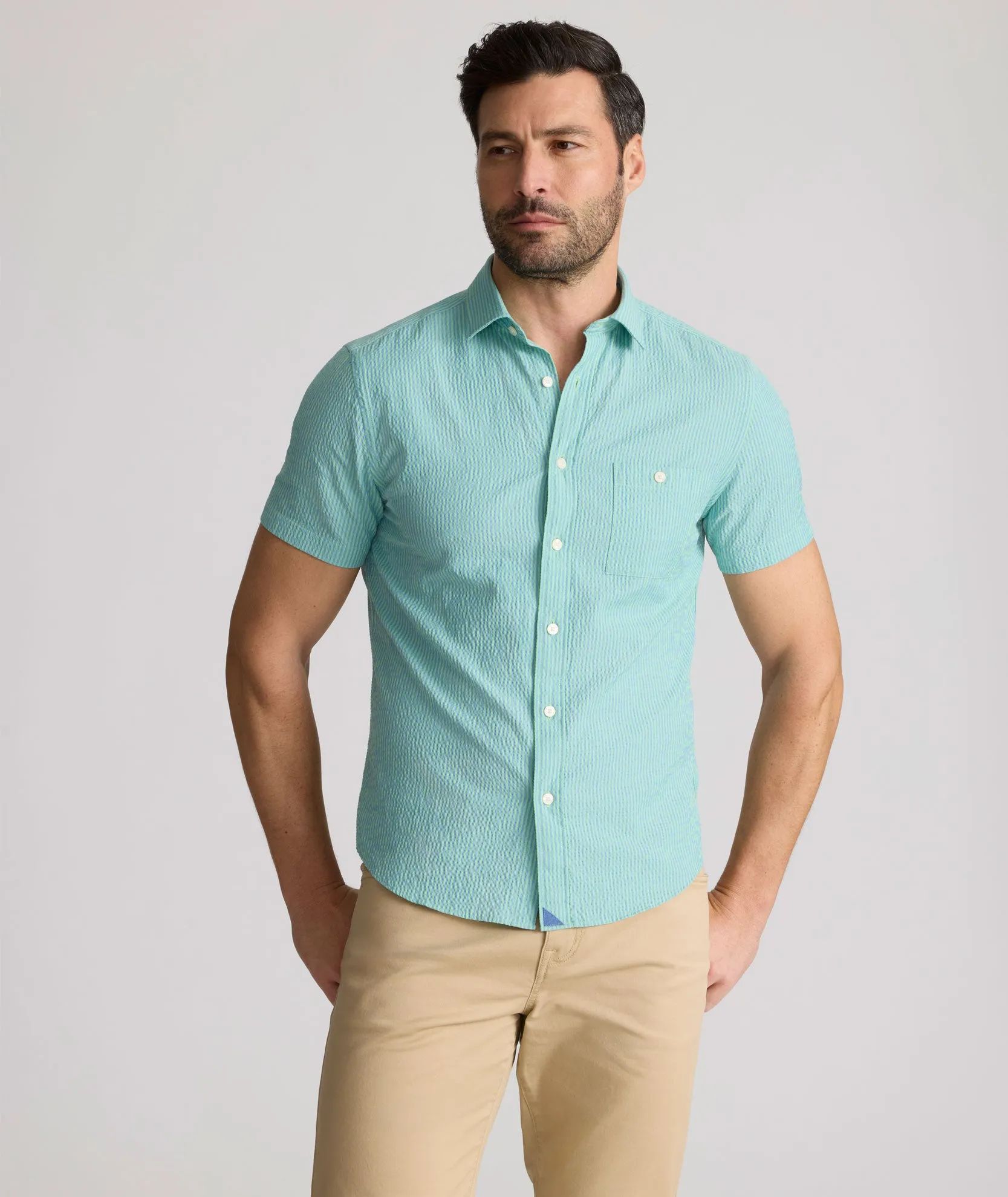 Performance Short-Sleeve Seersucker Shirt Trend-Driven quick dry