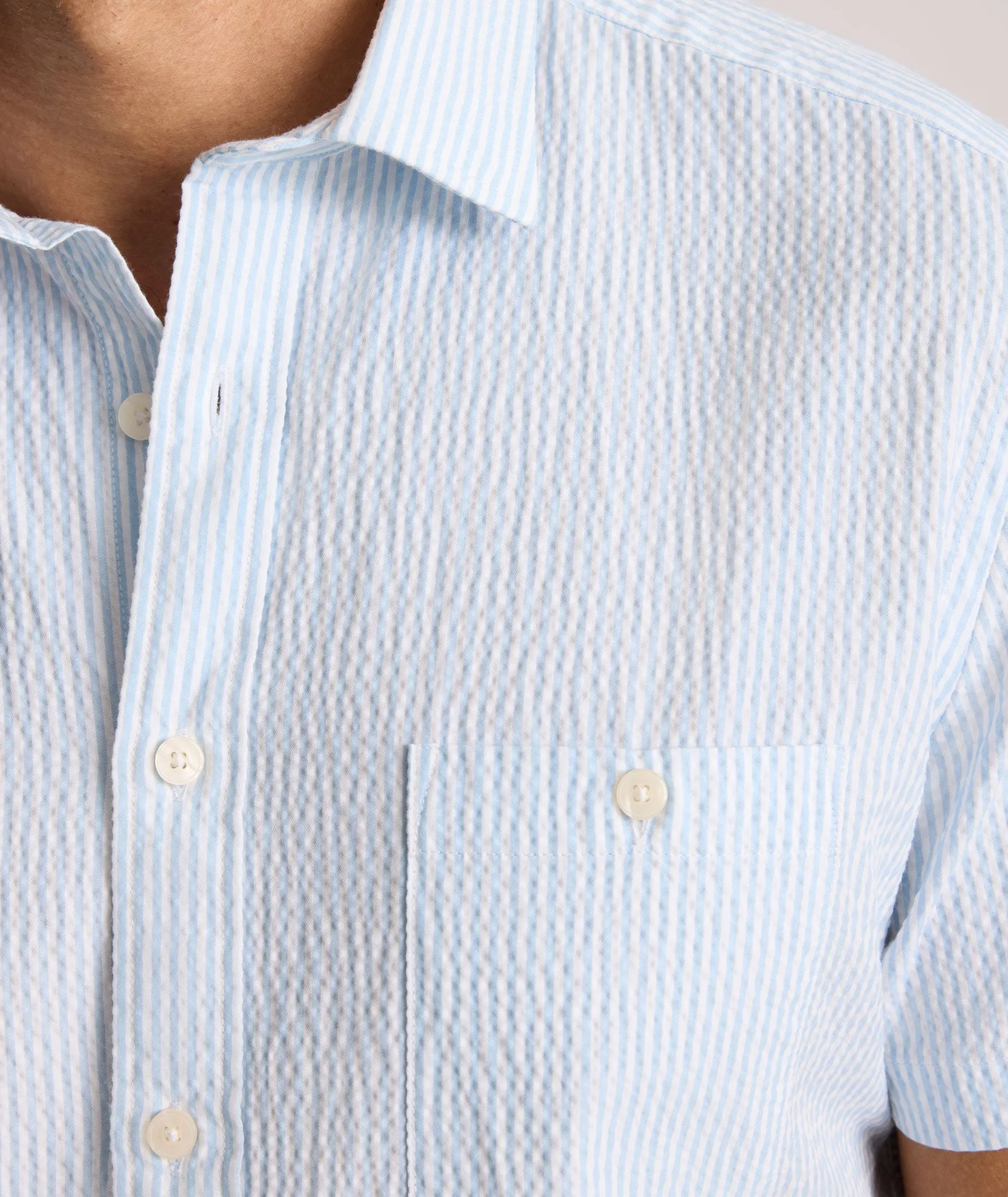 Performance Short-Sleeve Seersucker Shirt Durable Quality