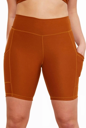 Multi Pocket Design Active Pocket Bike Short In Turmeric