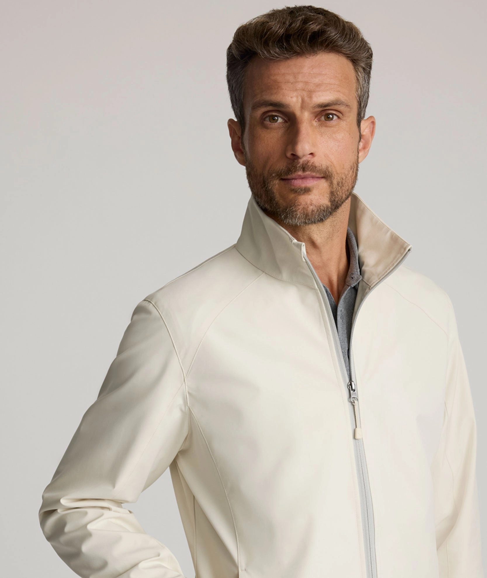 Performance Tech Jacket Taped Seam Construction RibbedKnitCollar