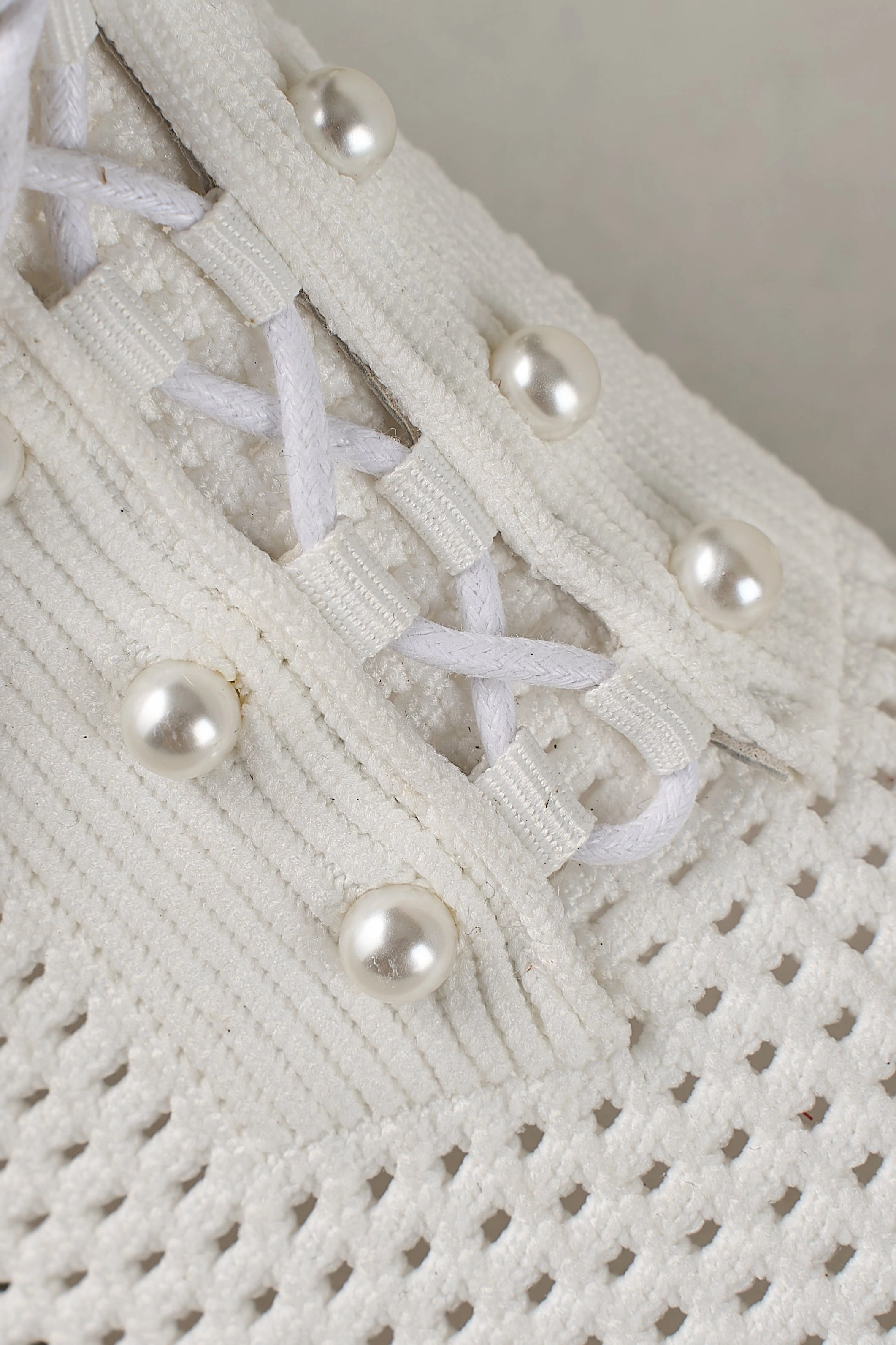 Woven Textile composite material Perla Knit Sneaker - White