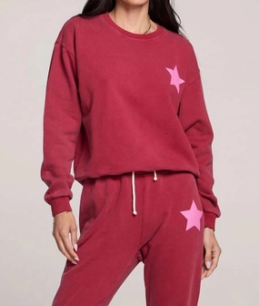 Perry Star Pullover In Crimson All-Weather Comfort