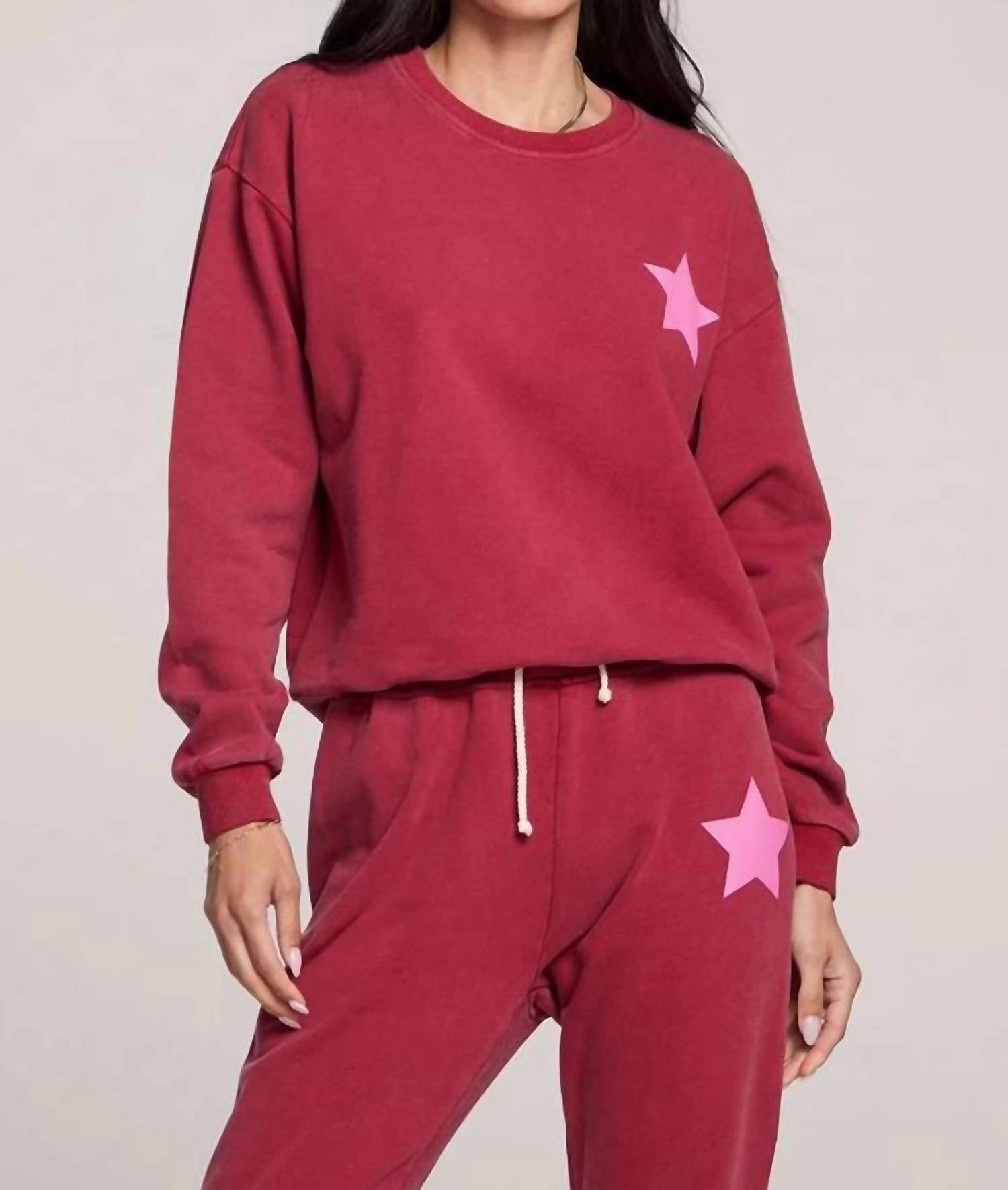 Perry Star Pullover In Crimson Warm Look Fashion Knit