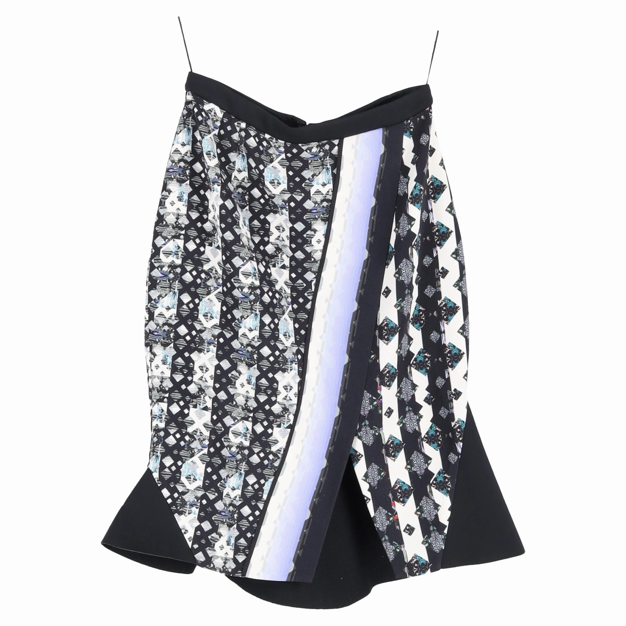 Twist Front Design Reinforced Hems Peter Pilotto Printed Mini Trumpet Skirt in Multicolor Viscose