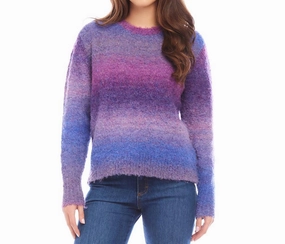 Relaxed Layers Petite Size Ombre Boucle Sweater In Plum