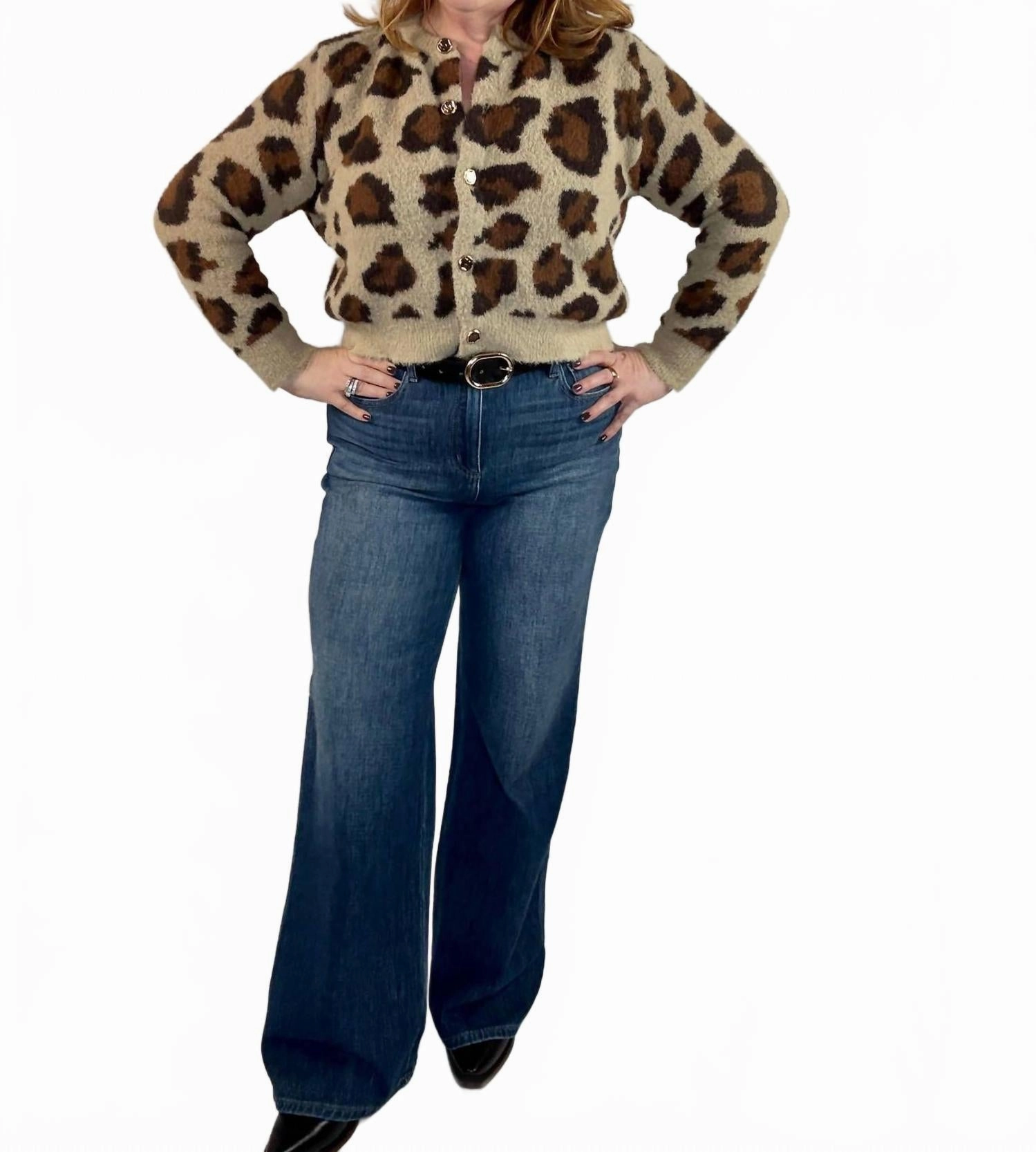 Olivia Leopard Print Cardigan In Beige Winter Layer Cozy Everyday