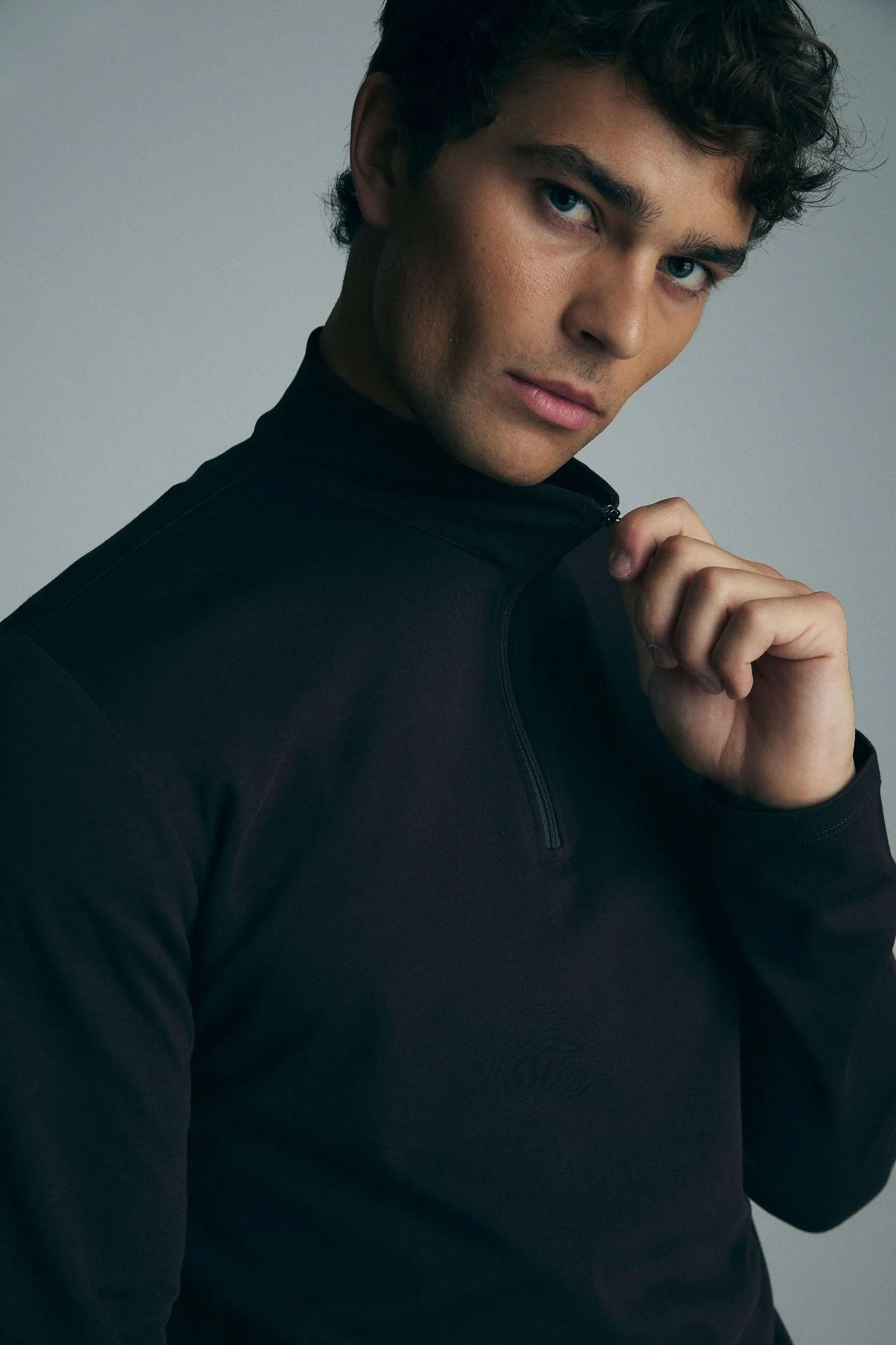 Long Lasting Color Casual Everyday Pima cotton half zip t-shirt