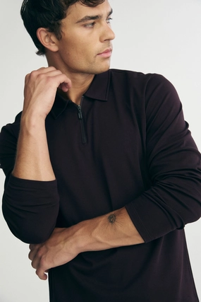 Stylish Collar Pima cotton long sleeves polo
