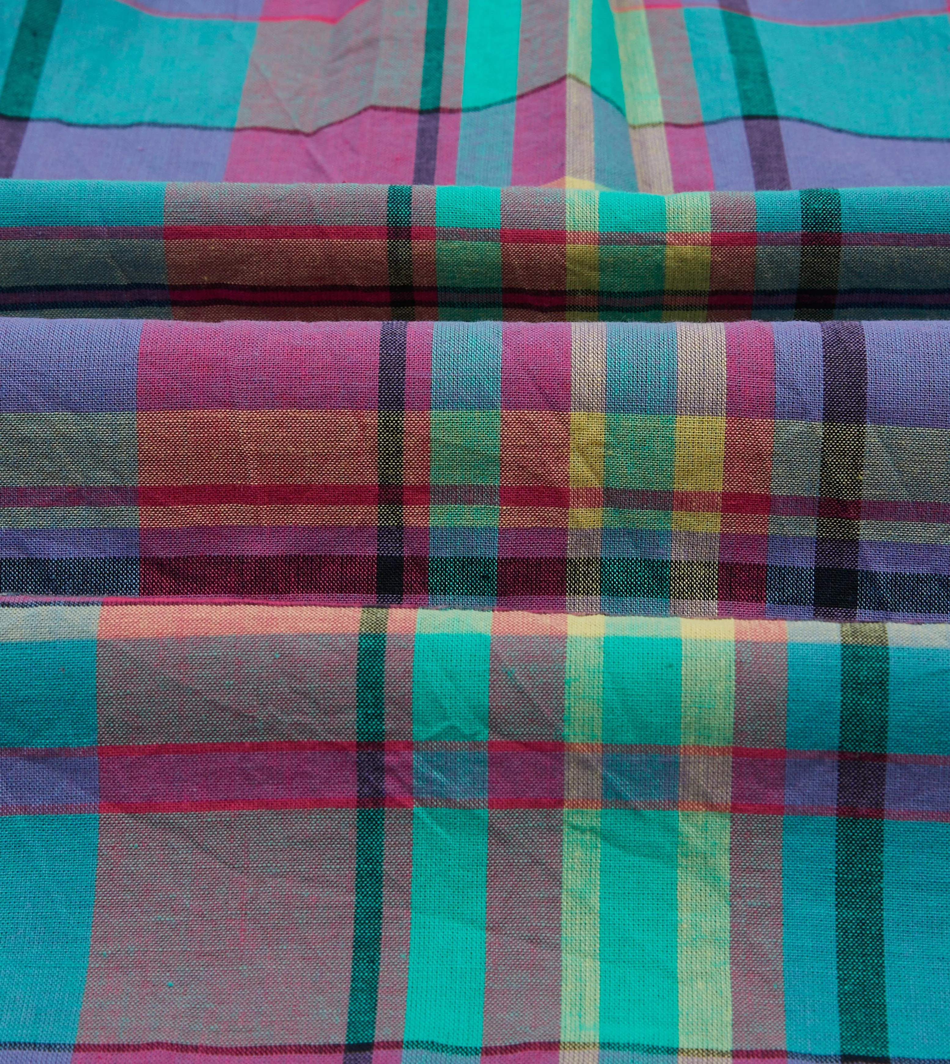 Pink and Blue Madras Check Cotton Button-Down Popover Shirt formal dinner Checkered Print