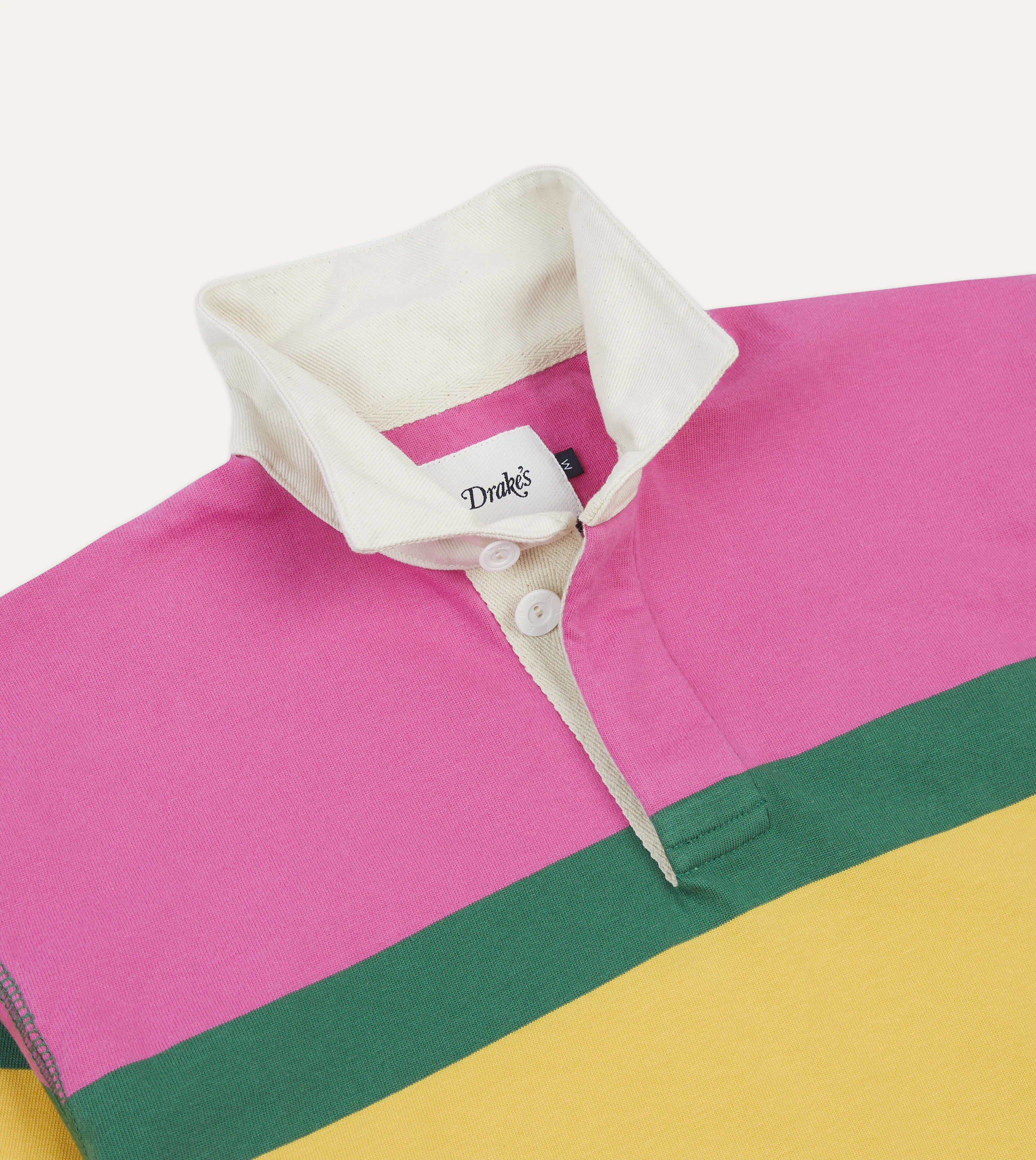 Trendy Vibes Wardrobe Staple Pink, Green, Yellow and Navy Multi Stripe Cotton Rugby Shirt