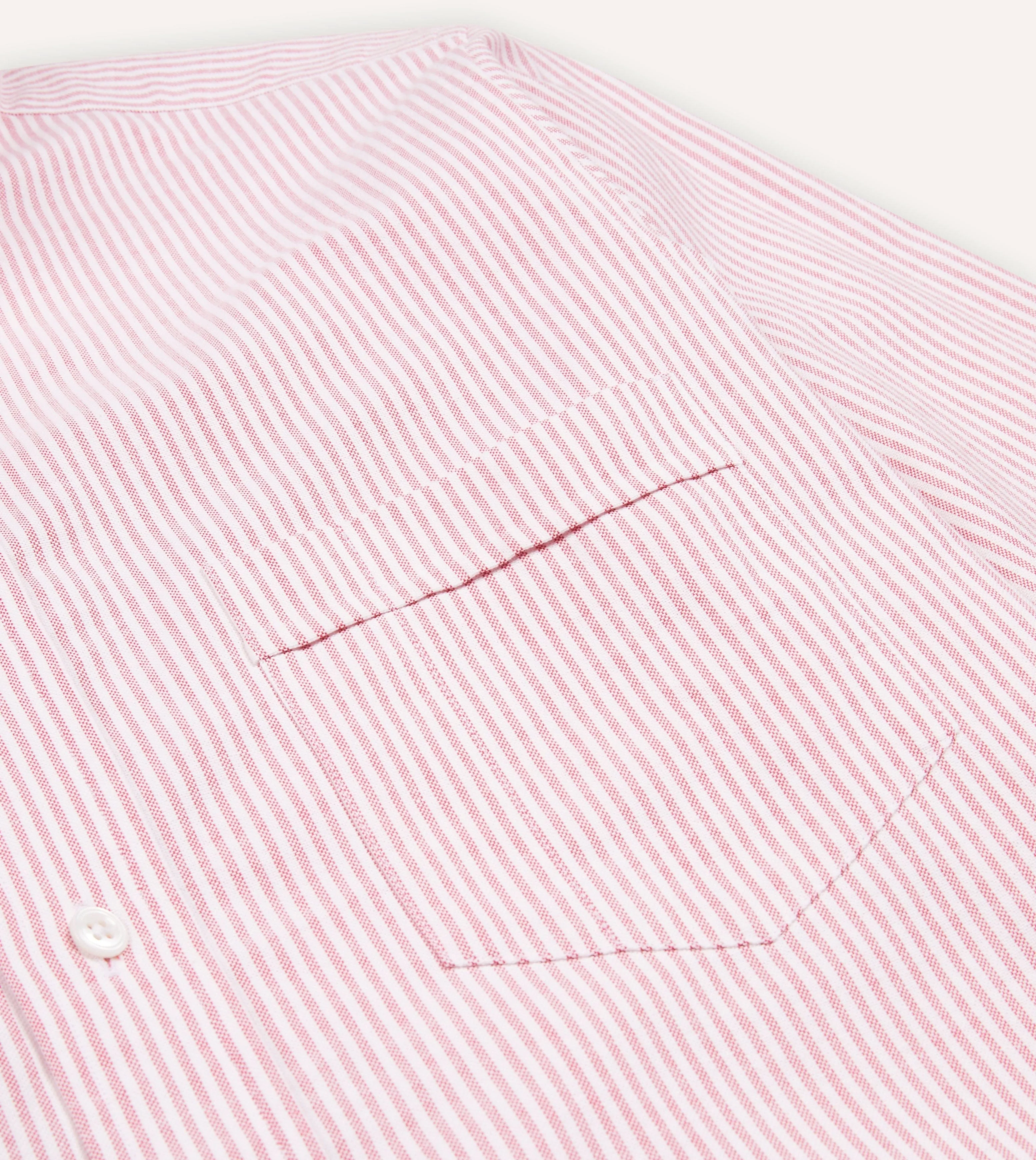 Pink Ticking Stripe Cotton Oxford Cloth Button-Down Shirt Spring Trend