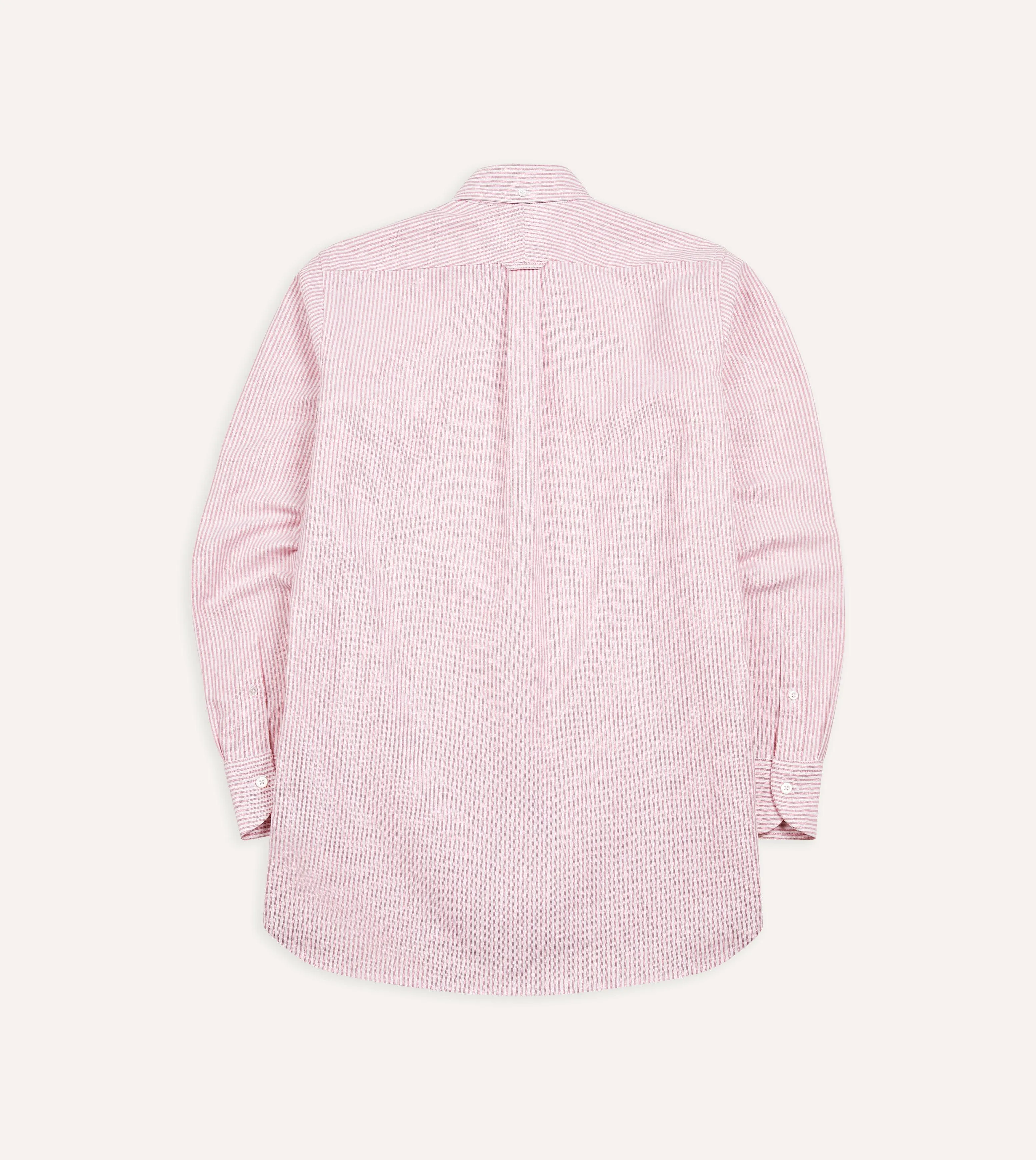 Pink Ticking Stripe Cotton Oxford Cloth Button-Down Shirt Stretchable Cloth