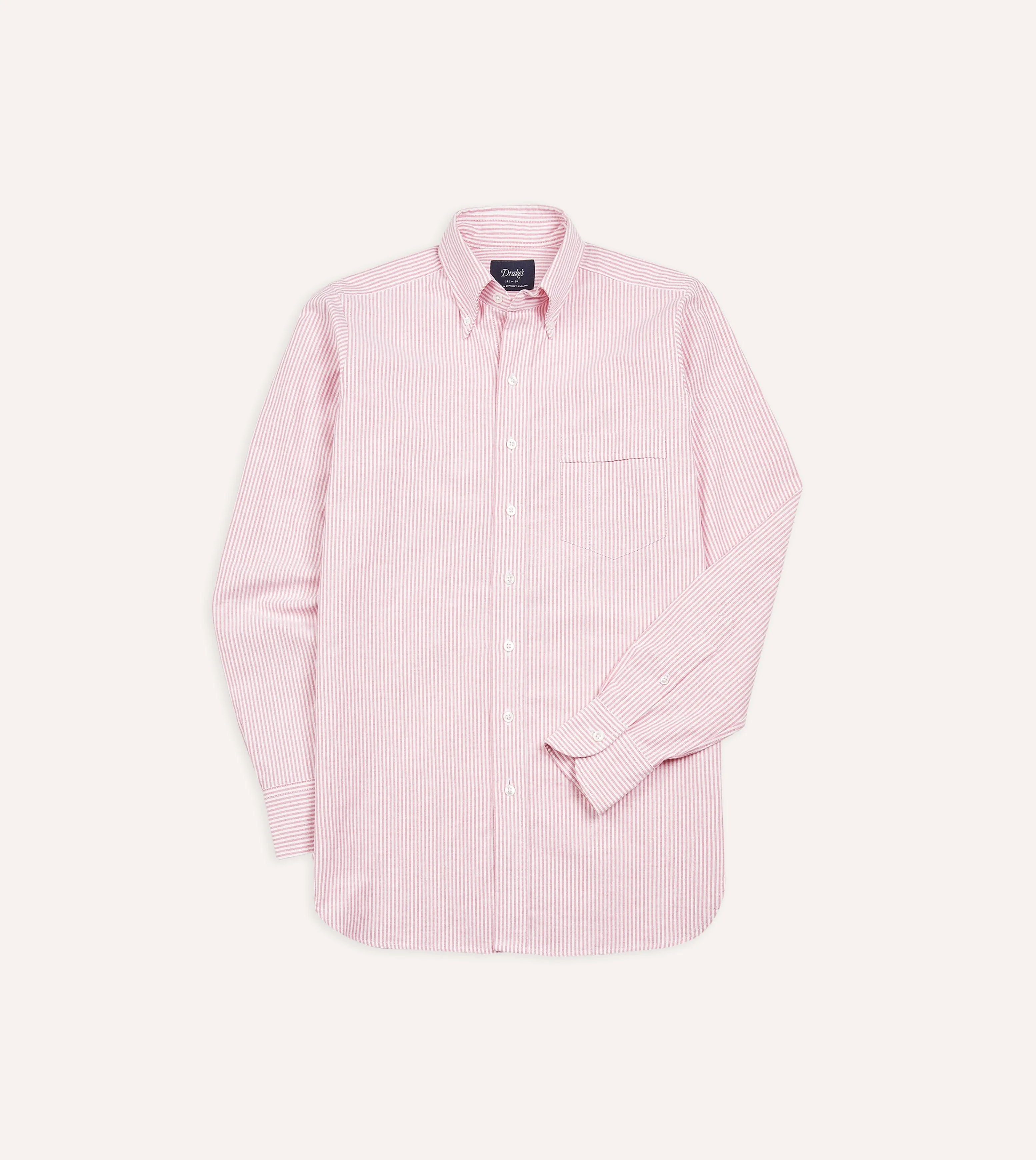 Solid Color birthday celebration Pink Ticking Stripe Cotton Oxford Cloth Button-Down Shirt