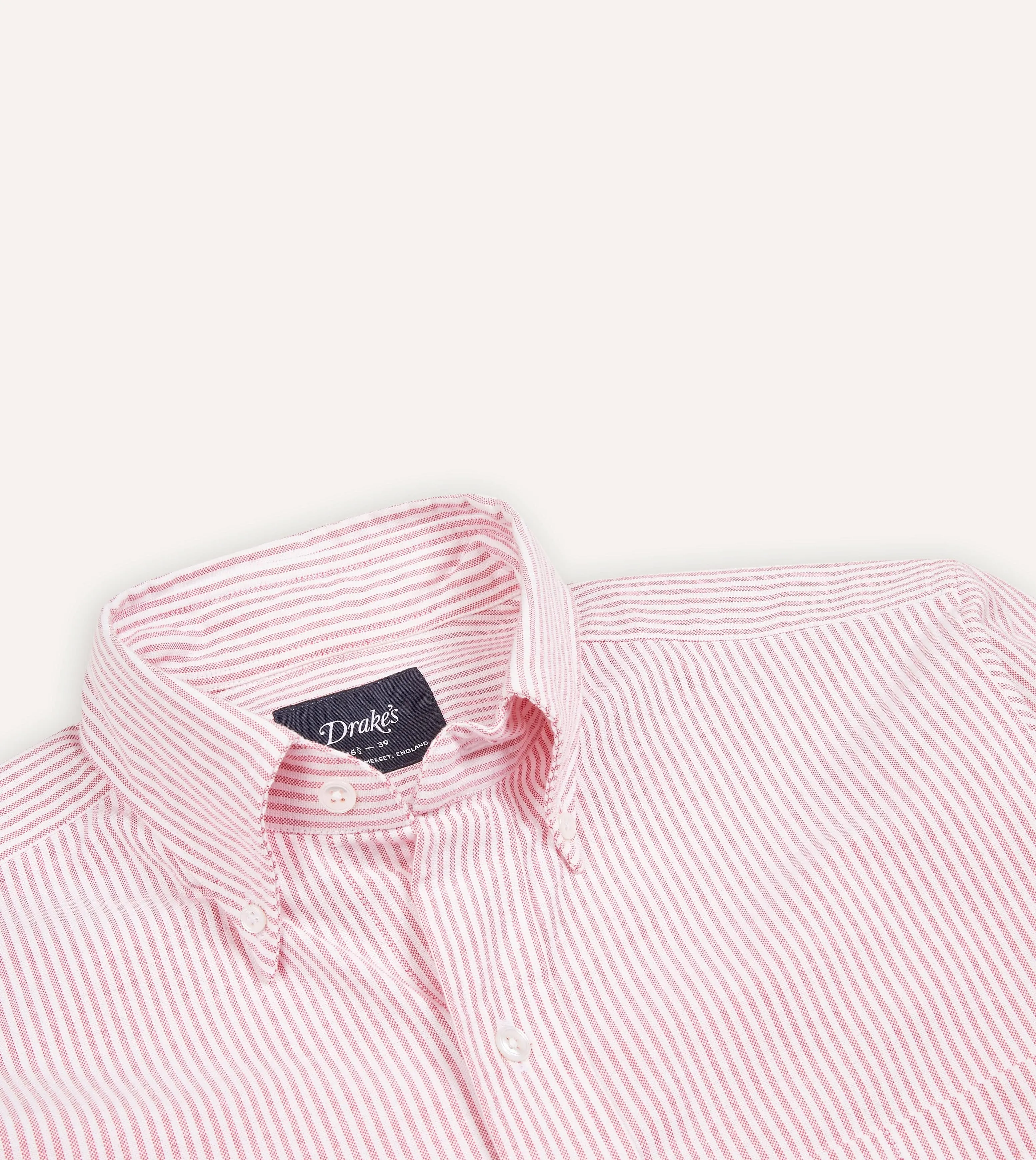 Contemporary Design Smart Appearance Pink Ticking Stripe Cotton Oxford Cloth Button-Down Shirt