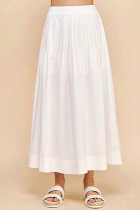 Pintuck Maxi Skirt In Off White Exclusive Drop