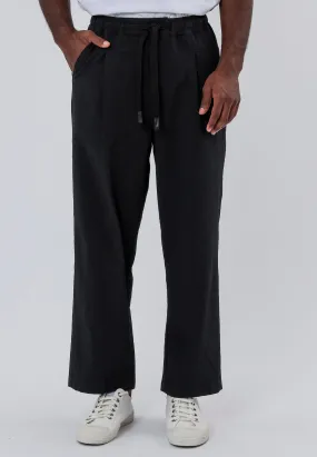 Easy Fit Design PLEATED ELASTICATED WAIST TROUSERS JET BLACK