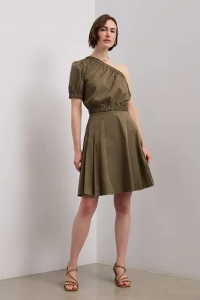 Pleated Flare Skirt Leather Look