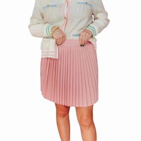 Metallic Finish Bestseller Item Pleated Skirt In Pink
