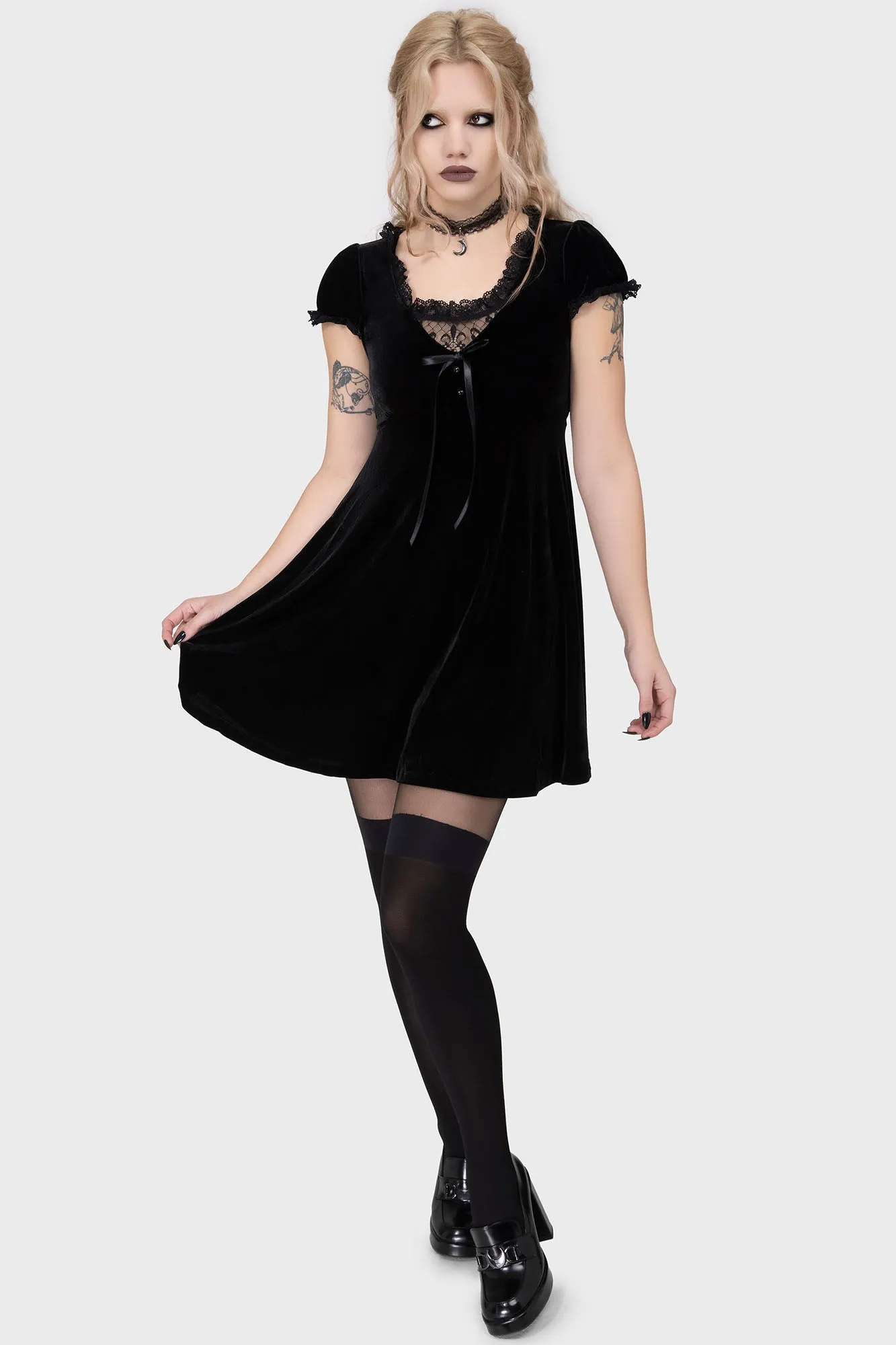 Subtle Stitch Fitted Design Heather Babydoll Dress [B]