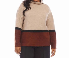Comfy Layering Chilly Wardrobe Plus Size Colorblock Sweater In Multi Color