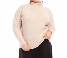 Warm Knitwear Trendy Knitwear Plus Size Mock Neck Sweater In Sand
