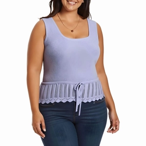 Plus Womens Drawstring Hem Knit Pullover Sweater Comfy Look