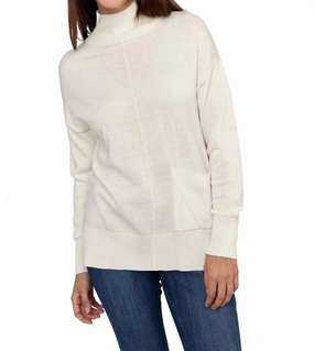 Pocket Detail Knit Sweater In Off White Casual Styling