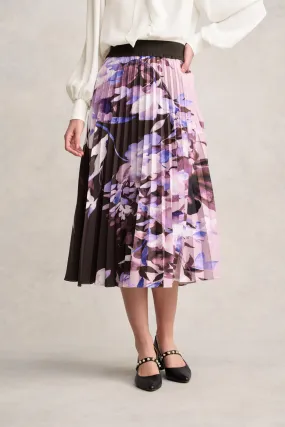 Pleated Midi Skirt - Floral Print Photography Session Craftsmanship Focus