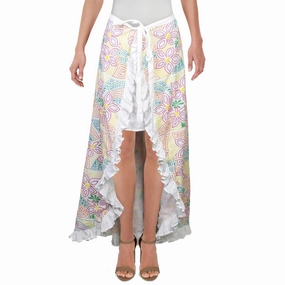 Womens Ruffled Trim Embroidered Wrap Skirt Subtle Mood Weekend Look