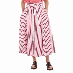 Subtle Shimmer Polo Ralph Lauren Striped A-Line Skirt With Belt