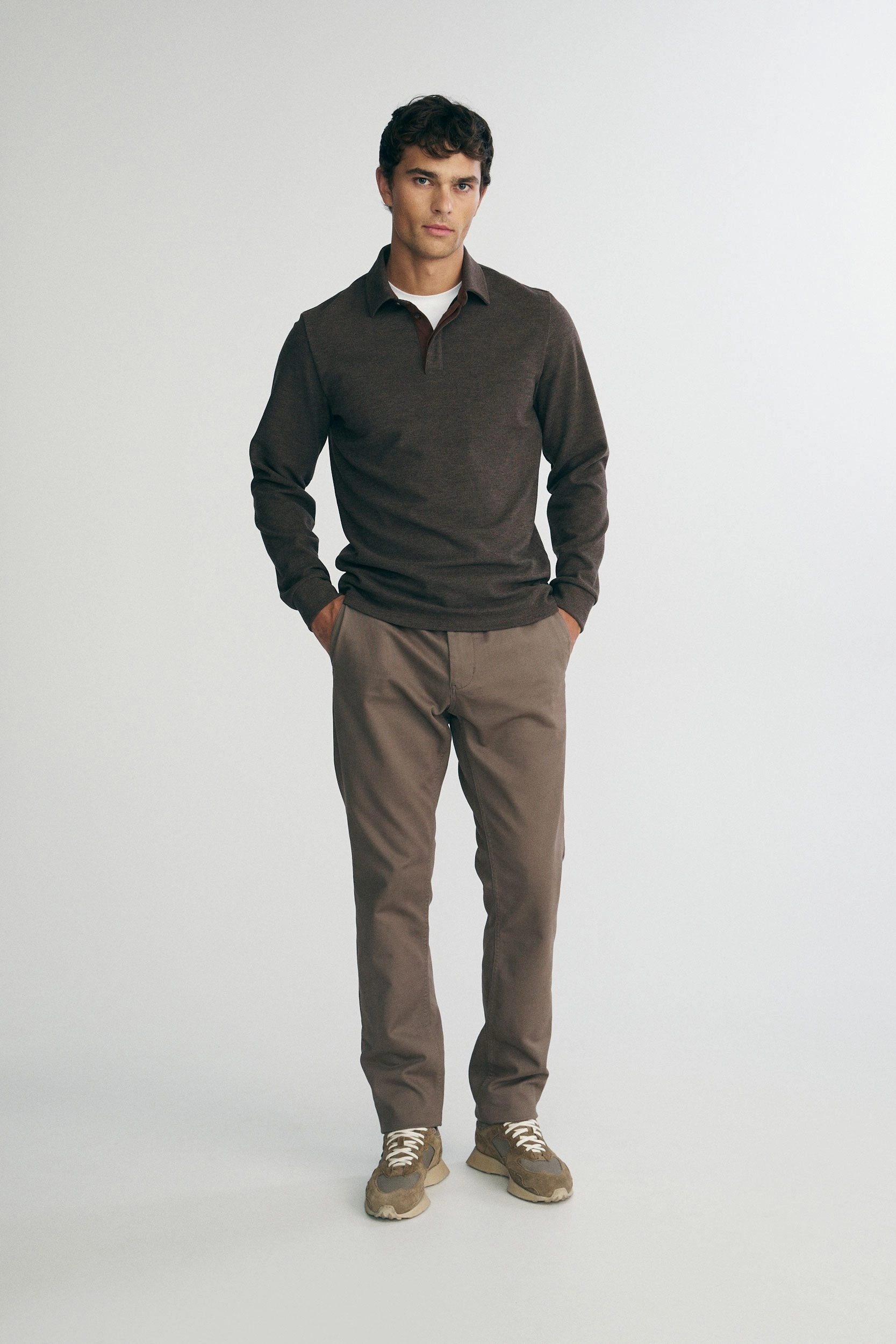 Breathable Layer Cozy Apparel Polo with hidden buttons