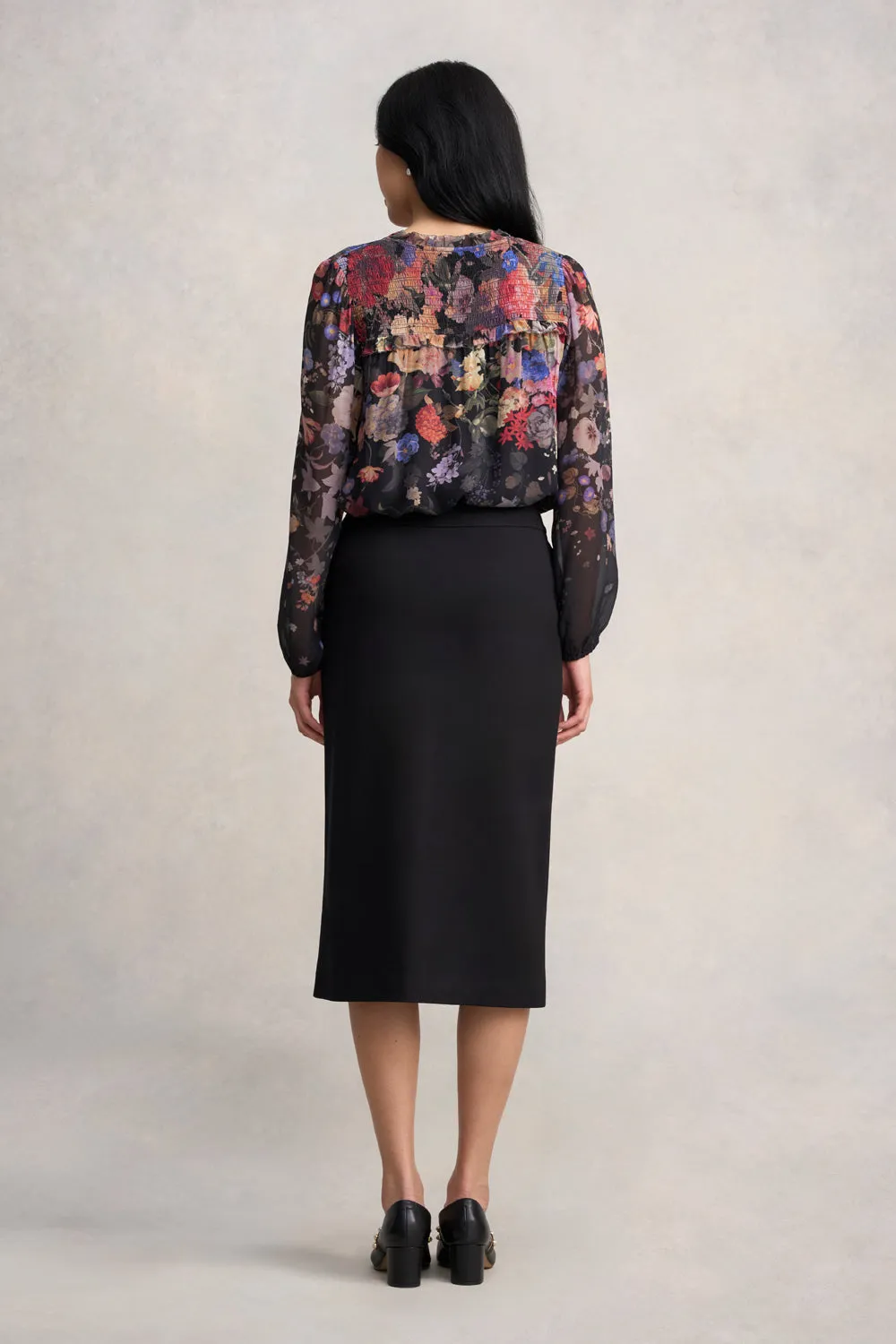 Comfortable Feel Ponte Midi Skirt - Black