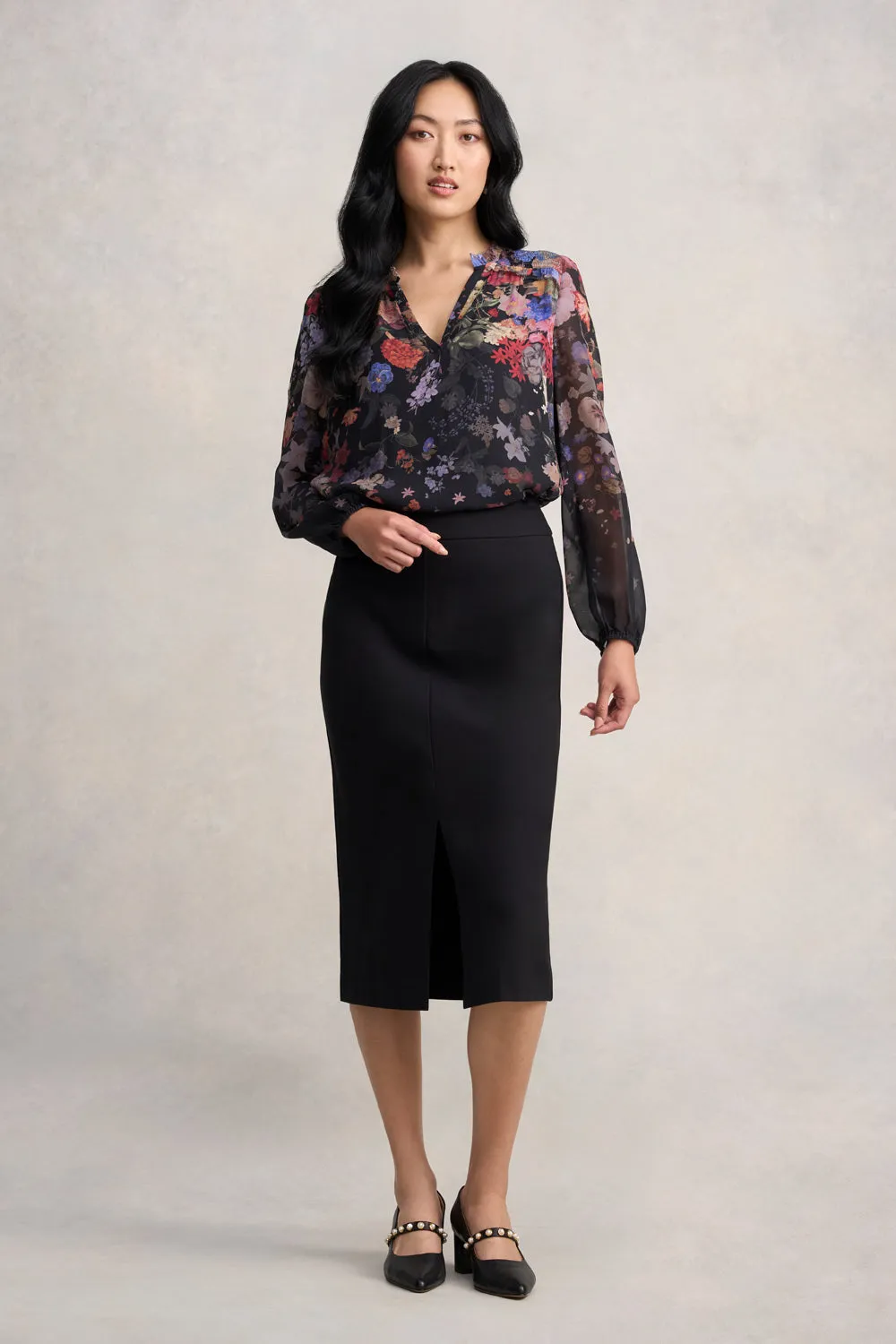Ponte Midi Skirt - Black Cozy Tones
