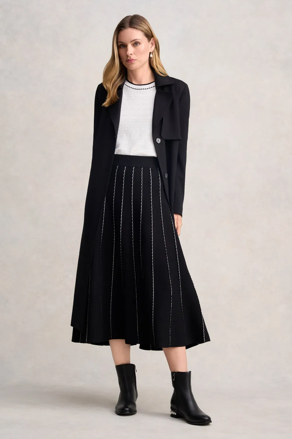 Ponte Trench Coat - Black Reflective Safety Trim