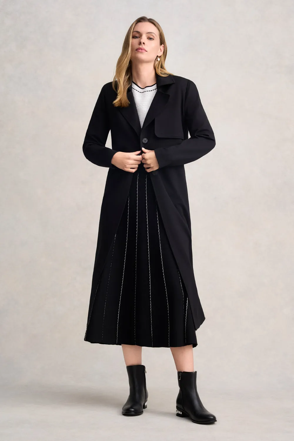 Ponte Trench Coat - Black Anti Slip Shoulder