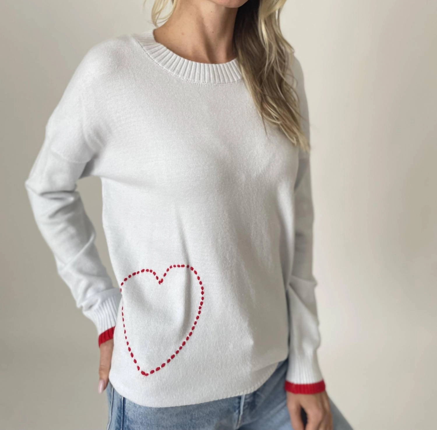 Luxury Knit Pookie Heart Sweater In Light Blue