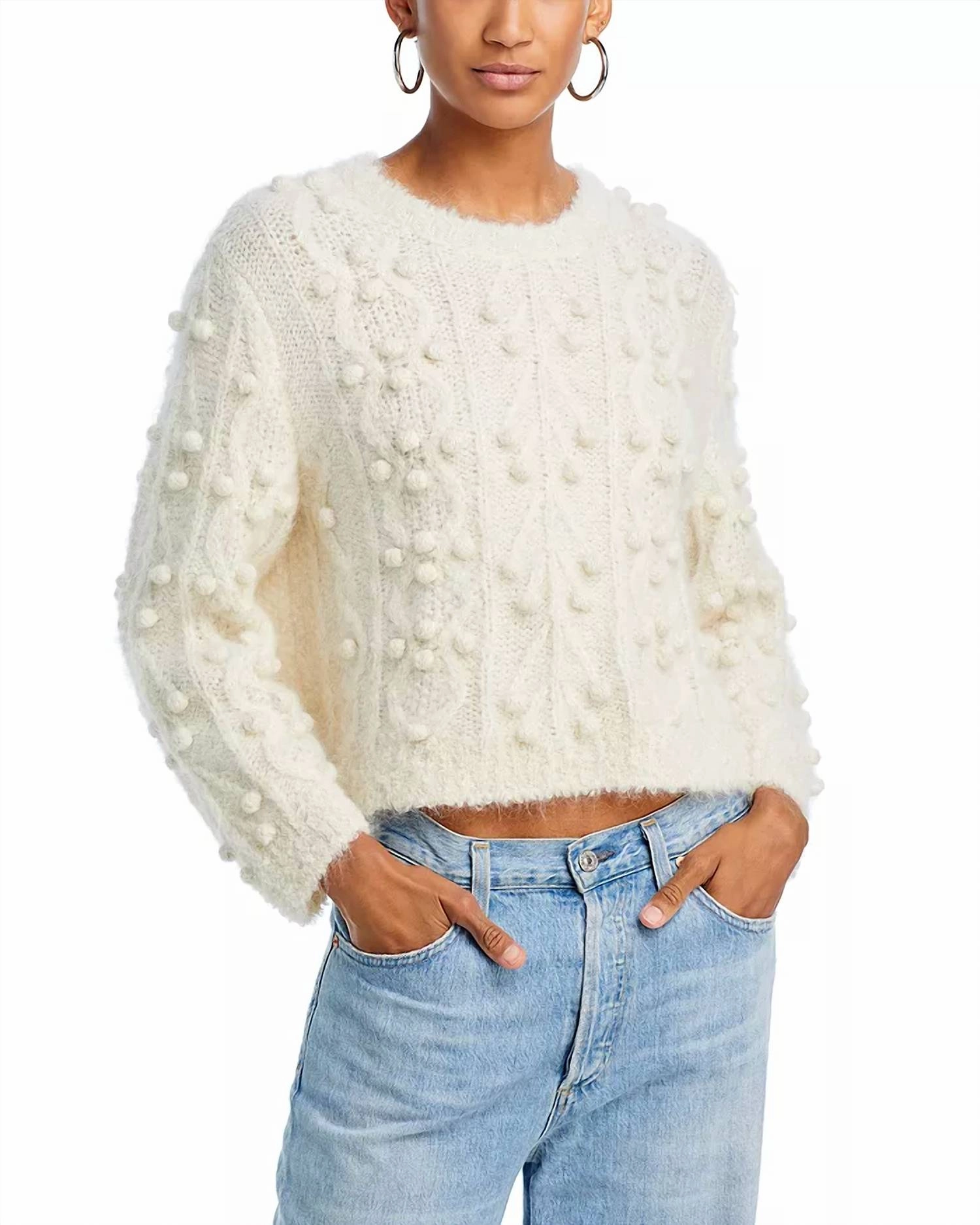 Winter Must-Have Popcorn Knit Pullover In Cream