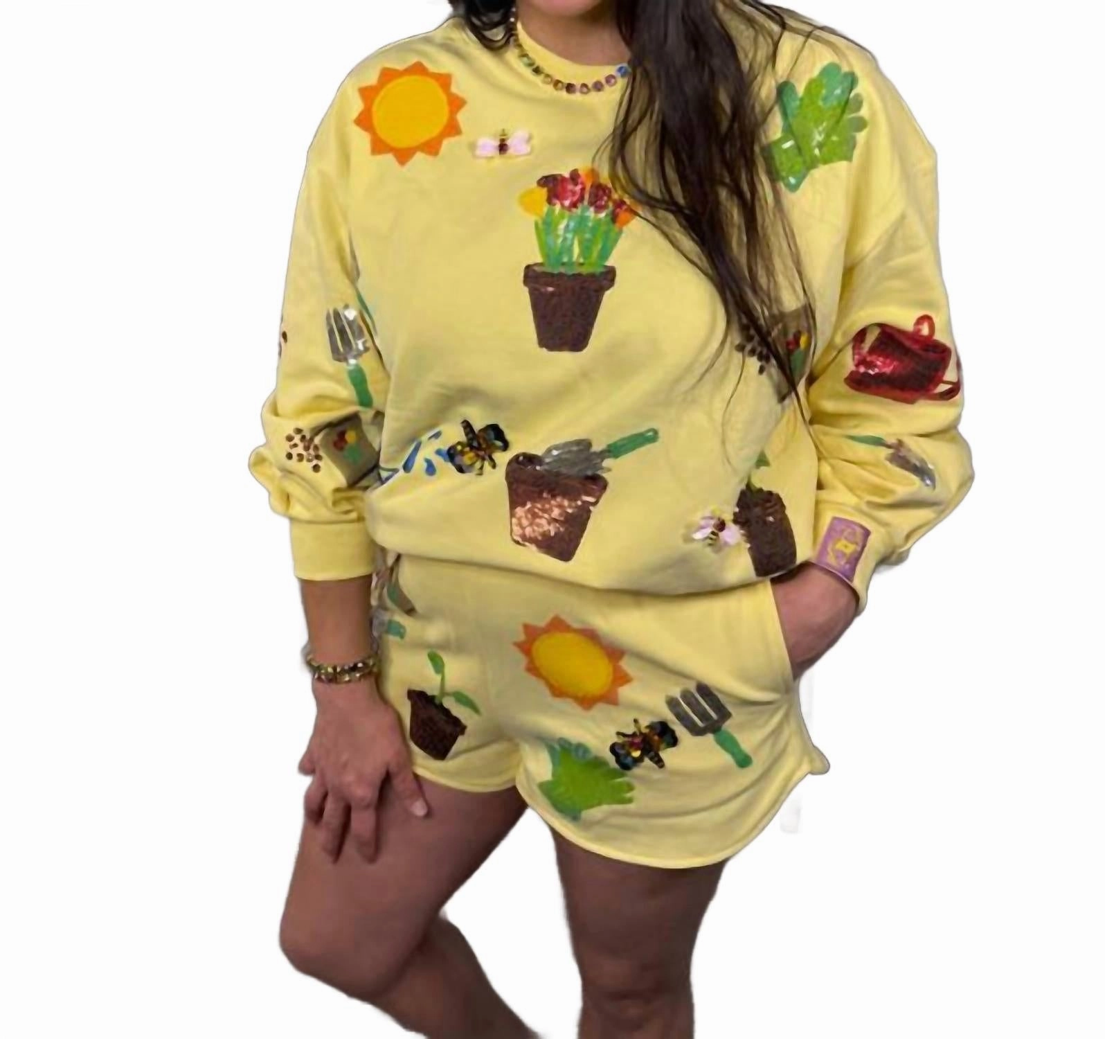 cycling outfit Classic Fit Potted Plant Shorts In Yellow