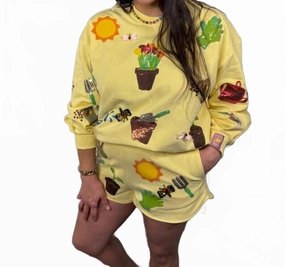 Potted Plant Shorts In Yellow Clean Lines