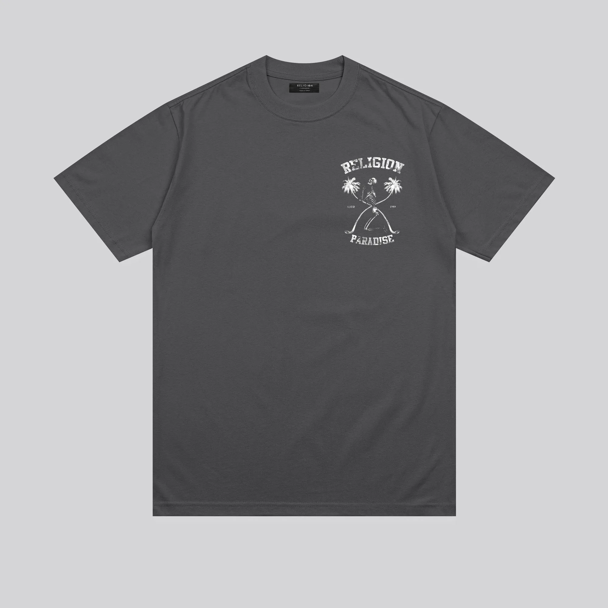 Yoga flexibility Slim fit clothing PRAYING PARADISE T-SHIRT WASHED BLACK