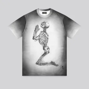 Sporty Layer PRAYING SKELETON T-SHIRT WASHED BLACK
