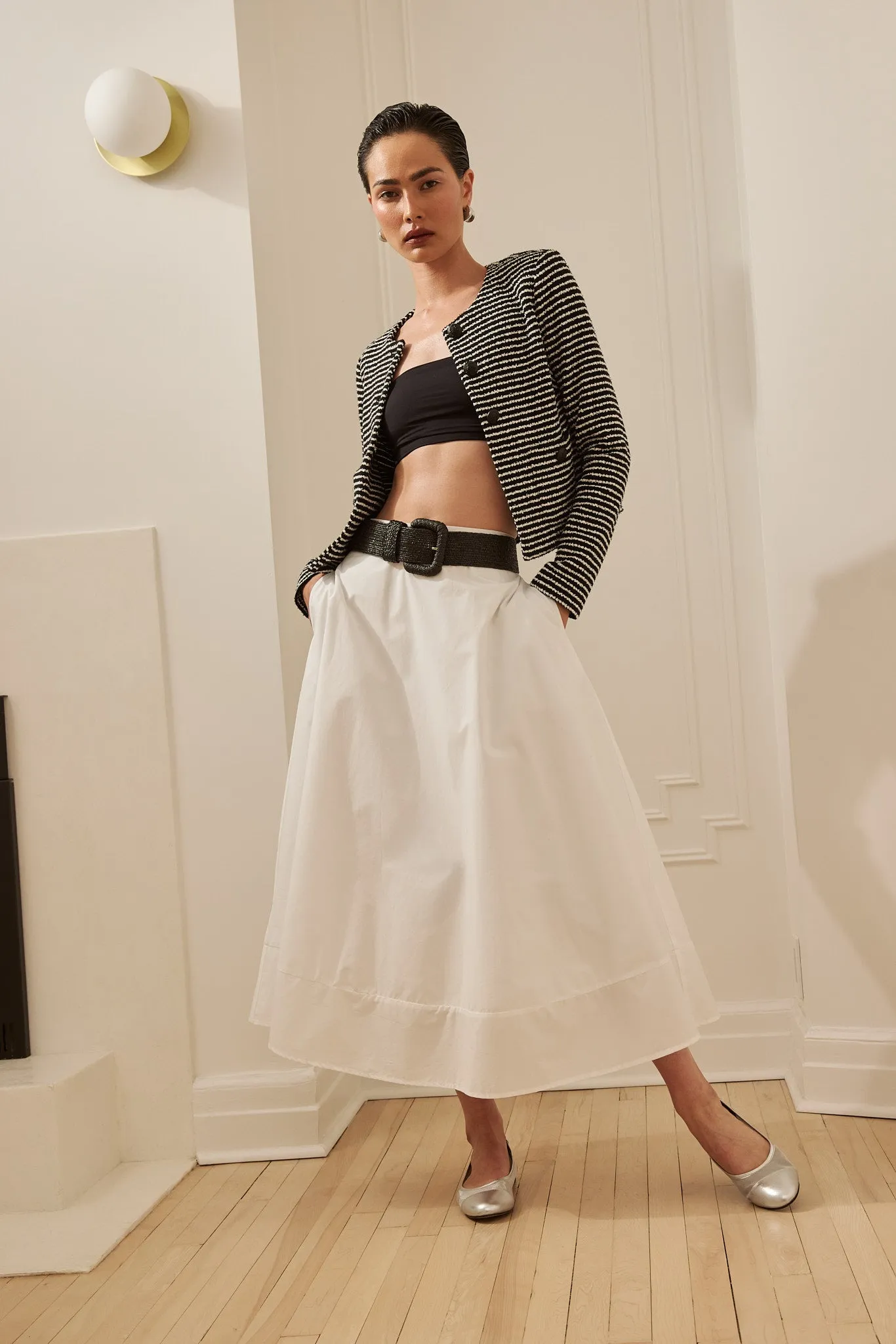 Poplin skirt with elastic waist Subtle Look Sheer Overlay